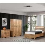 Setay Papatya Bazalı Genç Odası Takımı - 120x200 cm Bazalı Karyola, Dolap, Şifonyer - Ceviz