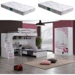 Setay Pisa Ranza Karyola Çalışma Masası 3 Kapaklı Dolap + 2 Adet Comfort Yatak - Beyaz - 90 x 190 cm