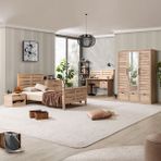 Setay Polo Genç Odası - 3 Kapaklı Dolap, Karyola, komodin, Çalışma Masası, Şifonyer, Kitaplık - Ceviz