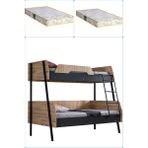 Setay Ranza, Alba Geniş Ikili Ranza, 120X200 cm - 90X200 cm - Ceviz-Antrasit + 2 Comfort Yatak - Beyaz