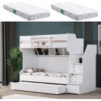 Setay Ranza, Cesur 3lü Yavrulu Ranza, Beyaz + 2 Adet Comfort Yaylı Yatak - 90 x 190 cm