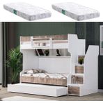 Setay Ranza, Cesur 3lü Yavrulu Ranza, Ceviz + 2 Adet Comfort Yaylı Yatak - 90 x 190 cm