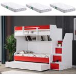 Setay Ranza, Cesur 3lü Yavrulu Ranza, Kırmızı + 3 Adet Comfort Yatak - 90 x 190 cm
