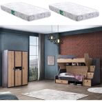 Setay Ranza, Doğa Ranza Karyola + 3 Kapılı Dolap + 2 Adet Comfort Yatak - 90 x 190 cm - Siyah