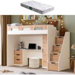 Setay Ranza, Münih Ranza Masa Dolap - Ceviz - 1 Adet Comfort Yatak - Beyaz - 90 x 200 cm