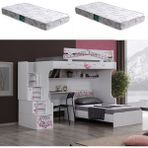 Setay Ranza Pisa Ranza Karyola Çalışma Masası + 2 Adet Comfort Yatak - Beyaz - 90 x 190 cm