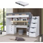 Setay Ranza, Troya Ranza Masa Kitaplık + 1 Adet Comfort Yatak - 90 x 200 cm - Antrasit - Beyaz