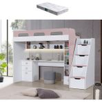 Setay Ranza, Troya Ranza Masa Kitaplık + 1 Adet Comfort Yatak - 90 x 200 cm - Pembe - Beyaz