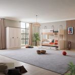 Setay Ranza, Zenit Yavrulu Genç Odası Takımı Ranza + 3 Kapaklı Dolap - 90 x 190 cm - Krem
