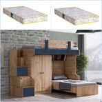 Setay Riva Ranza Karyola 2 Kapaklı Dolap + 2 Adet Comfort Yatak - Kahverengi - 90 x 190 cm