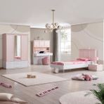 Setay Rosa Genç Odası Takımı Pembe Melamin Kaplamalı Yonga Levha 4 Parça Modern Tasarım