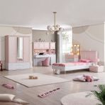 Setay Rosa Genç Odası Takımı Pembe Melamin Kaplamalı Yonga Levha 6 Parça Modern Tasarım
