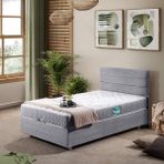 Setay Sofia Tek Kişilik Baza Başlık Comfort Yatak Seti - Açık Gri - 90 x 200 cm