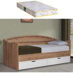 Setay Soft Çekmeceli Karyola + 1 Adet Comfort Yatak - Ceviz, Beyaz - Renk