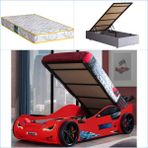 Setay Süpers Bazalı Arabalı Yatak, Ledli - Adaptörlü + 1 Adet Comfort Yatak - 90 x 190 cm - Kırmızı