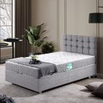 Setay Venedik Tek Kişilik Baza Başlık Comfort Yatak Seti - Açık Gri - 100 x 200 cm