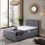 Setay Viyana İkili Set Tek Kişilik Baza Başlık - Gri - 90 x 190 cm