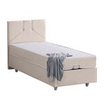 Setay Wick 100x200 cm Bej Tek Kişilik Baza Başlık Letto Yatak Seti