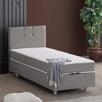 Setay Wick 90x200 cm Gri Tek Kişilik Baza Başlık Letto Yatak Seti