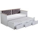 Setay Yavrulu Karyola, Alaçatı Çekmeceli Açılır Çift Kişilik Karyola (Yataksız) - Gri - 80 x 200 cm