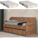 Setay Yavrulu Karyola, Deniz Yavrulu Yatak + 2 Adet Comfort Yatak - 90 x 200 cm - Ceviz