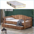 Setay Yavrulu Yatak, Taht Yavrulu Karyola - Ceviz + 1 Adet Comfort Yatak - Renkli