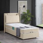 Setay Zagreb Tek Kişilik Baza Başlık Comfort Yatak Seti - Krem - 90 x 200 cm