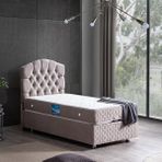 Setay Zümrüt İkili Set Tek Kişilik Baza Başlık - Gri - 90 x 190 cm