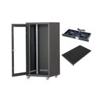 Setrack 16u 600x800 Camlı Tekerlekli Rack Kabinet+sabit Raf+2li Fan Modülü
