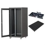 SETRACK 19'' 12U 600X600 TEKERLEKLİ RACK KABİNET+FAN+SABİT RAF