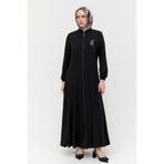 Setrms Broş Detaylı Fermuarlı Ferace