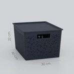 Seul Çok Amaçlı Kapaklı Saklama Kutusu - Şık Dekoratif Dolap İçi Organizer Düzenleyici (4 L / 12 L / 20 L Boy Seçenekli) 3 Renk (Siyah, 20 Litre)