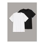 SeusCraft 2'li Düz Basic Tişört - Siyah Beyaz Oversize Baskısız Yazlık Kısa Kol T-Shirt Bisiklet Yaka