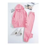 SeusCraft Basic Kalın Kışlık Sweatshirt Eşofman Altı Jogger - Pembe Alt Üst Eşofman Takımı Kapüşonlu