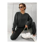 SeusCraft Basic Kalın Kışlık Sweatshirt Eşofman Altı Jogger - Siyah Alt Üst Eşofman Takımı Bisiklet Yaka