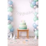 Sev-AL Balonları Gümüş Kaligrafi Happy Birthday Banner Seti Şık Doğum Günü Parti Süsleme