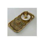 SEVA ÇELİK 1 ADET GOLD BÜYÜK DİKDÖRTGEN GOLD ÇERÇEVELİ SUNUM TEPSİSİ ÇAY KAHVE 17*33 CM