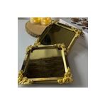 SEVA ÇELİK 2 ADET ÇELİK GOLD KARE MODEL GOLD DÖRT KÖŞE AKSESUARLI SERVİS TEPSİSİ ÇAY KAHVE