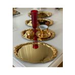 SEVA ÇELİK 20*25 CM GOLD RENK OVAL 4 ADET KULPLU MODEL SUNUM TEPSİSİ