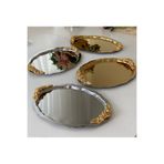 SEVA ÇELİK 20*25 CM OVAL 2 GOLD 2 GÜMÜŞ KULPLU MODEL SUNUM TEPSİSİ