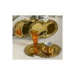 SEVA ÇELİK Çelik Gold Renk 3 Adet Işlemeli Dantel Desen Artnova Servis Tepsisi Sunum