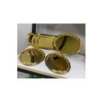 SEVA ÇELİK GOLD RENK 3 ADET OVAL 3 ADET DİKDÖRTGEN KULPLU MODEL SERVİS VE SUNUM TEPSİSİ
