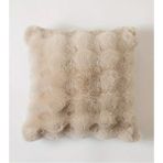 Sevara Dekor Peluş Kırlent Kılıfı Açık Bej Pofuduk Çift Taraflı Pelus Yastik Bubble Pelus Kırlent Kare - 43 x 43 cm