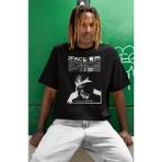 Sevbano 2pac Tupac Amaru Shakur Rapper Baskılı Unisex Oversize Şarkıcı Tişört - Siyah - 3XL