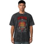 Sevbano Alice Cooper Rock Metal Şarkıcı Ön Baskılı Unisex Oversize Vintage Yıkamalı Tişört - Siyah - XS