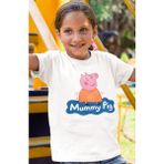Sevbano Anne Pig Peppa Pig Baskılı Unisex Çizgi Film Çocuk Tişört (1-12 Yaş) - Beyaz - 6 - 7 Yaş