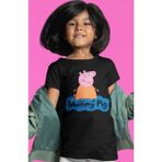 Sevbano Anne Pig Peppa Pig Baskılı Unisex Çizgi Film Çocuk Tişört (1-12 Yaş) - Siyah - 9 - 10 Yaş