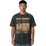 Sevbano Bad Bunny Rapper Şarkıcı Ön Baskılı Unisex Oversize Vintage Yıkamalı Tişört - Siyah