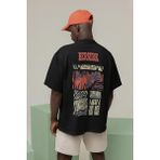 Sevbano Berserk Baskılı Unisex Oversize Anime Karakter Tişört - Siyah - XL