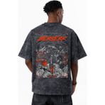 Sevbano Berserk Guts Anime Baskılı Unisex Oversize Eskitme Yıkamalı Tişört - Siyah - 2XL